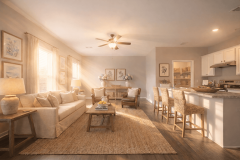 Floor plan for 1 bed, 1 bath, 910 sqft